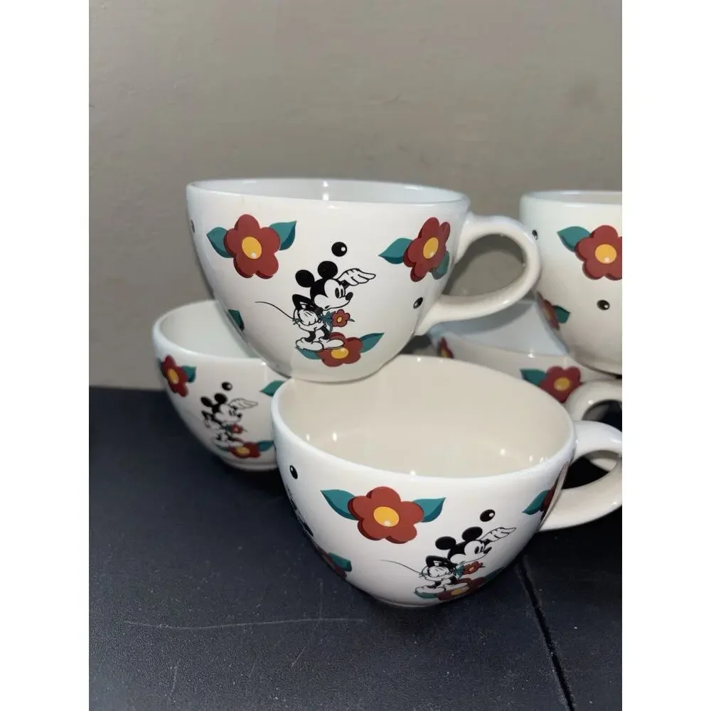 6 Vtg Disney PFALTZGRAFF MICKEY MOUSE Coffee Tea Mugs Cups RARE